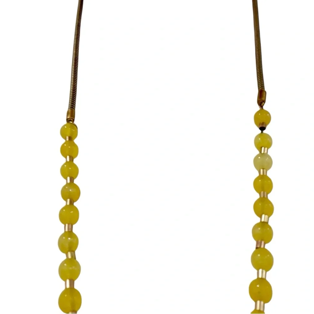 5 for $25!! Beautiful Yellow Beaded and Gold Chain Necklace